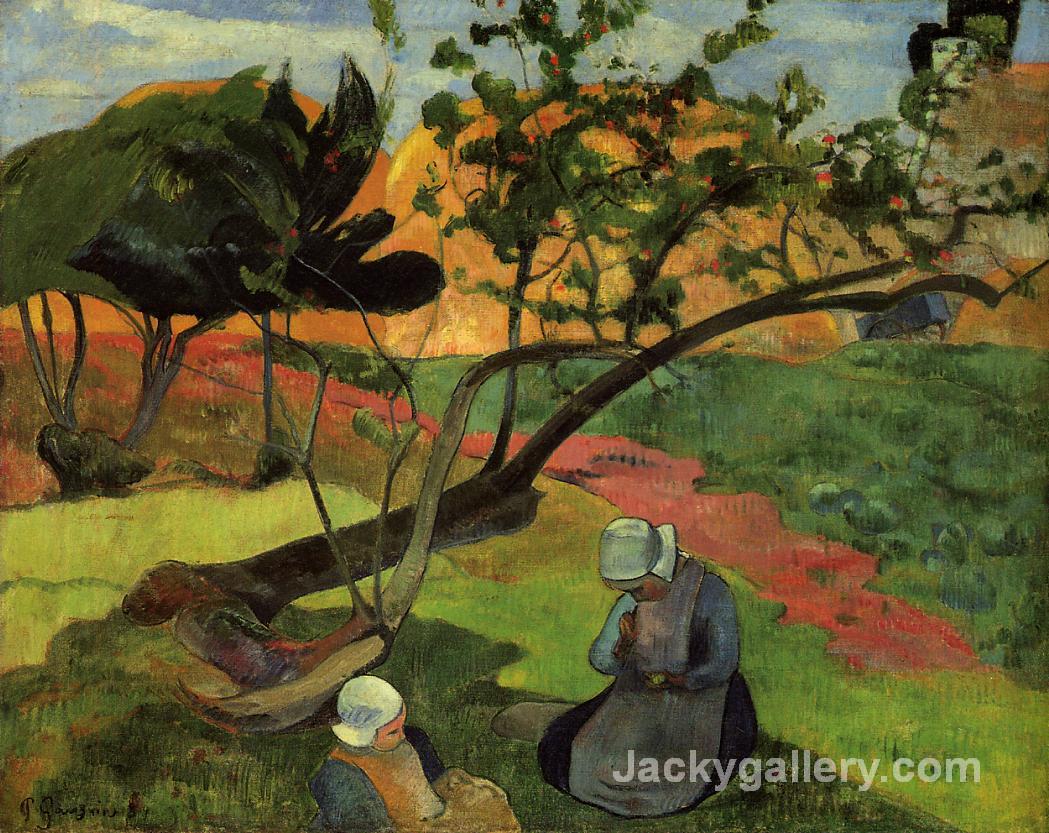 Landscape with Two Breton Girls by Paul Gauguin paintings reproduction